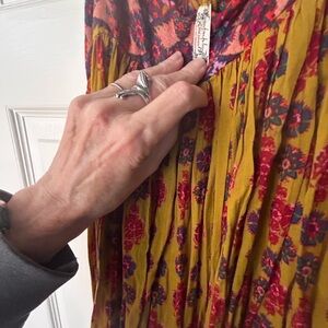 Floral Yellow and Red Dress